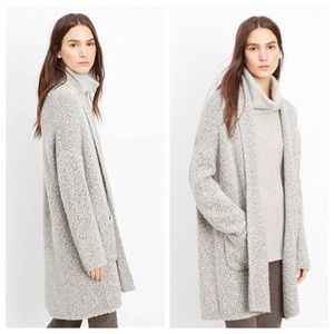 Vince Wool Blend Shawl Collar Chunky Knit Cardigan Car Coat